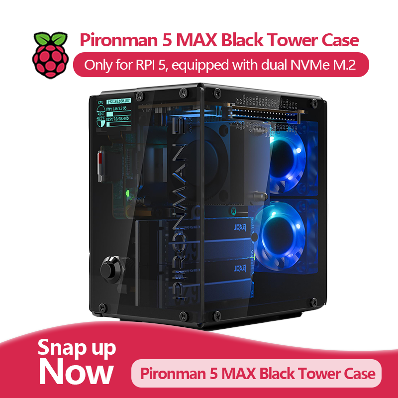 Argon One V3 M.2 Nvme Case - Pironman 5 MAX, เคสทรงสูงสีดำสำหรับ Raspberry Pi