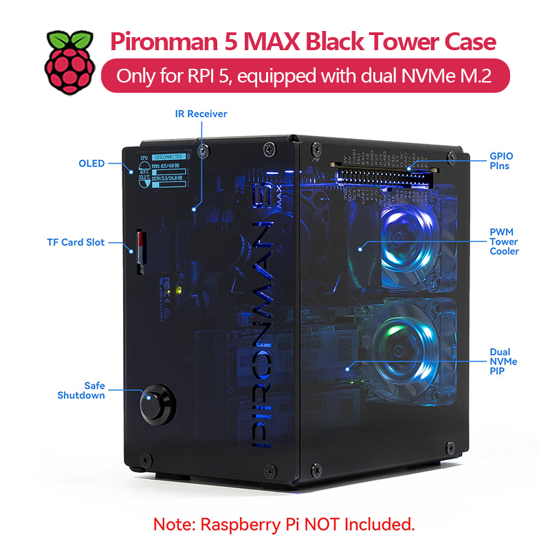 Pironman 5 MAX, เคสทรงสูงสีดำส - Argon One V3 M.2 Nvme Case บทวิจารณ์และราคา